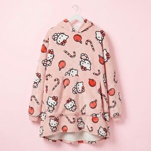 NWT Hello Kitty Pink Christmas Cozy Blanket Hoodie